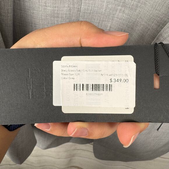 Stacy Adams Light Gray Single Two-Button Closure Suit Jacket Size 42R/36W - Picture 12 of 13